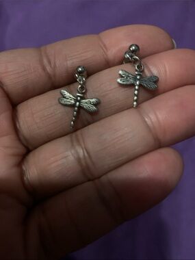 Vintage Sterling Silver Dragonfly Earrings